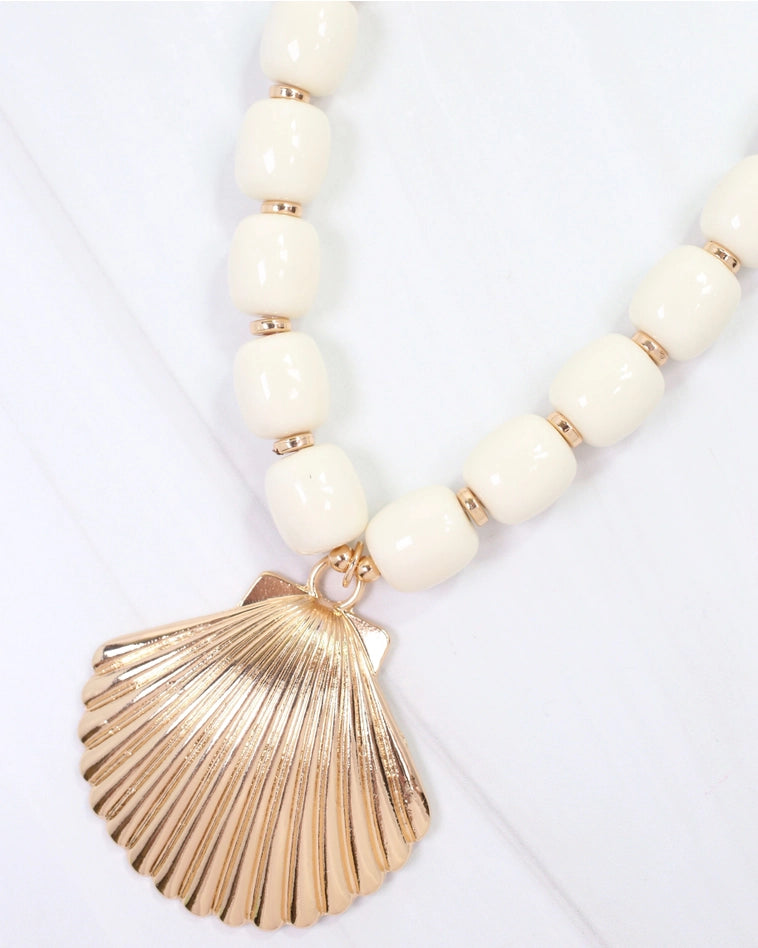 Muriel Beaded Shell Necklace By Caroline Hill
