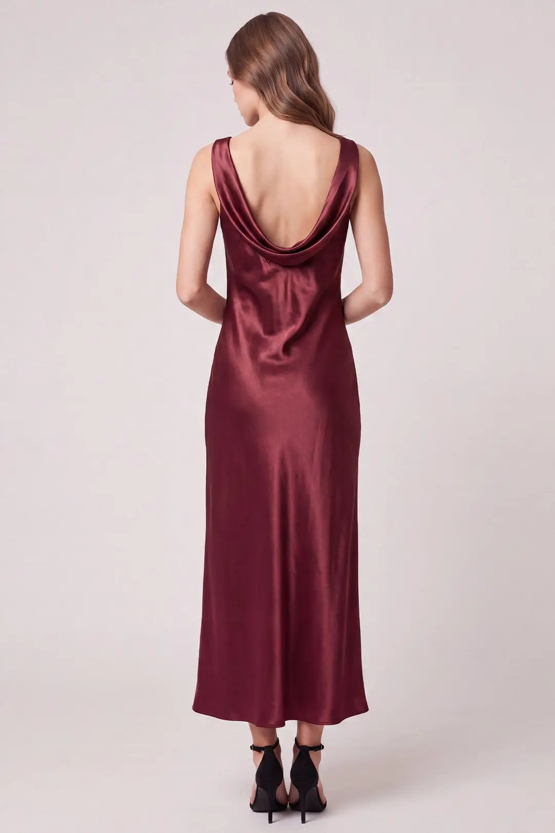 Midnight Merlot Satin Maxi Dress