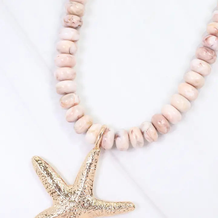 Aster Beaded Starfish Necklace By Caroline Hill