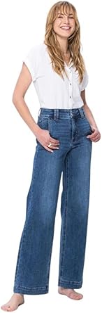 Judy Blue High Waist Double Button Wide Leg Denim 82558