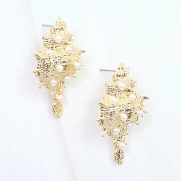 Maria Shell Post Earring Gold By Caroline Hill