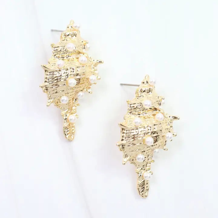 Maria Shell Post Earring Gold By Caroline Hill