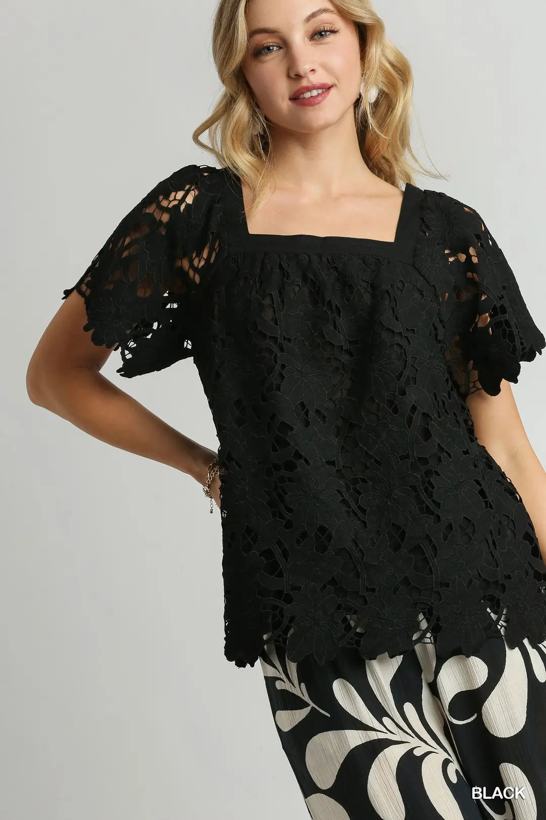 DG Petal Charm Cutout Lace Blouse By Umgee