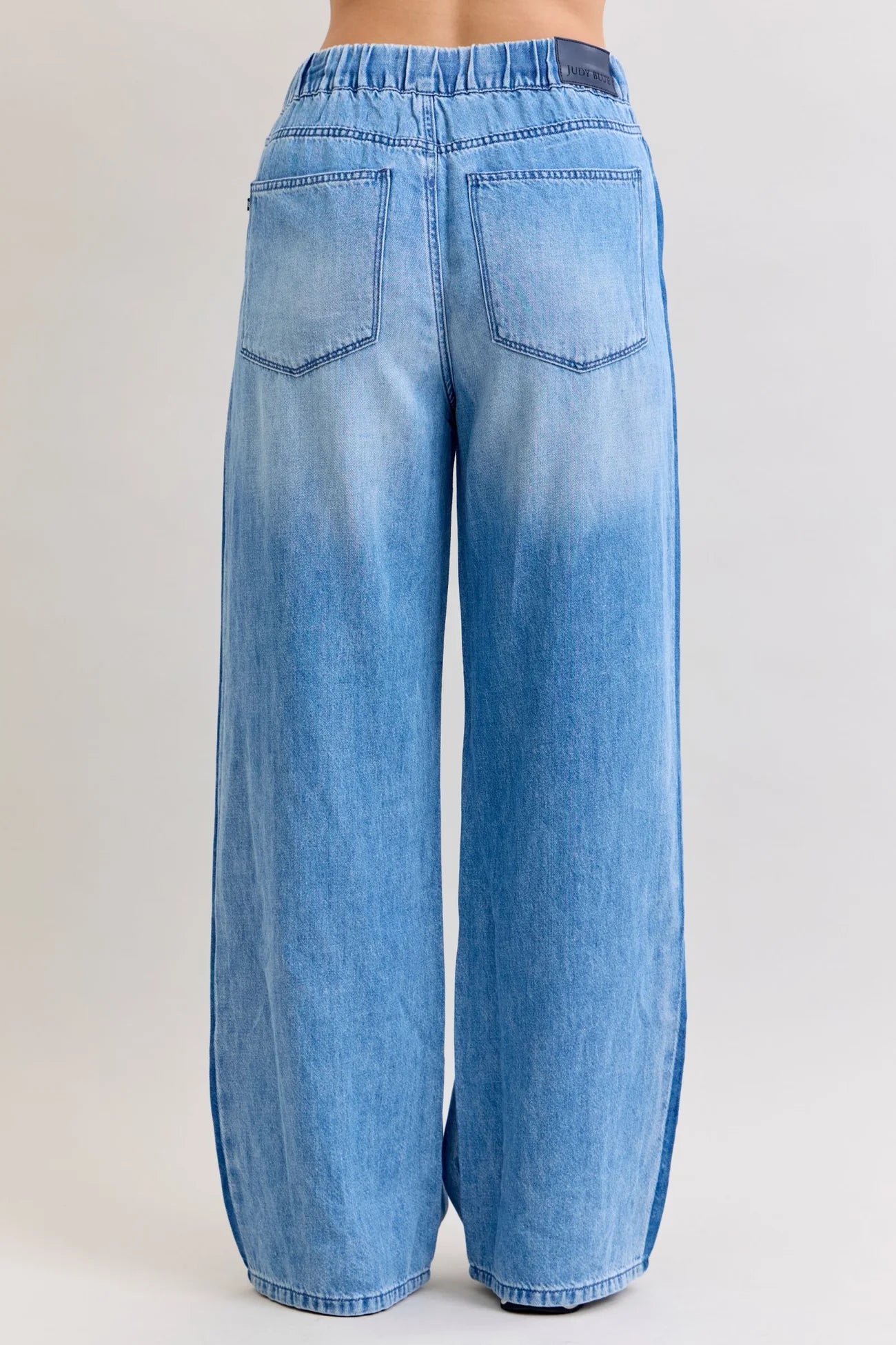 Judy Blue High Waist Wilhemina Elastic Waistband & Side Panel Denim Jeans 881005