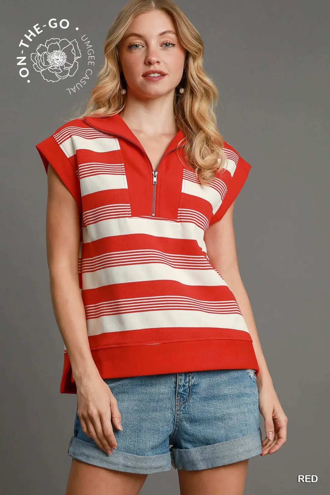 DG The Firecracker Zip Polo Top By Umgee