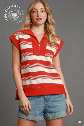 DG The Firecracker Zip Polo Top By Umgee