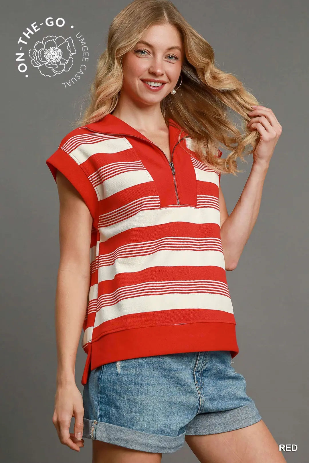 DG The Firecracker Zip Polo Top By Umgee