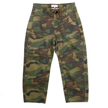 R/D Slouchy Cropped Barrel Pants in Camo By Risen