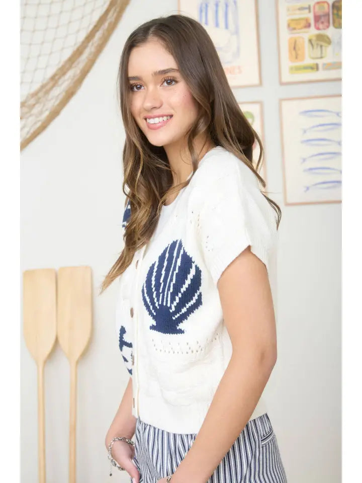 Seashell Sweetheart Cardigan Top By J.O.A