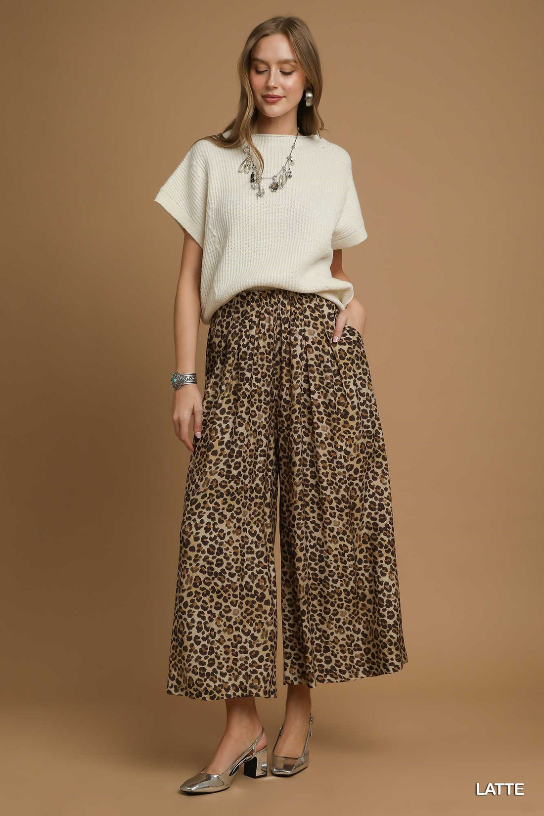Plus Size Leopard Print Skirt Pants By Umgee