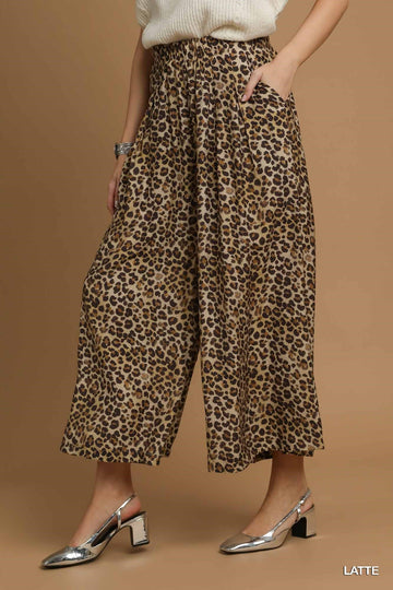 Plus Size Leopard Print Skirt Pants By Umgee