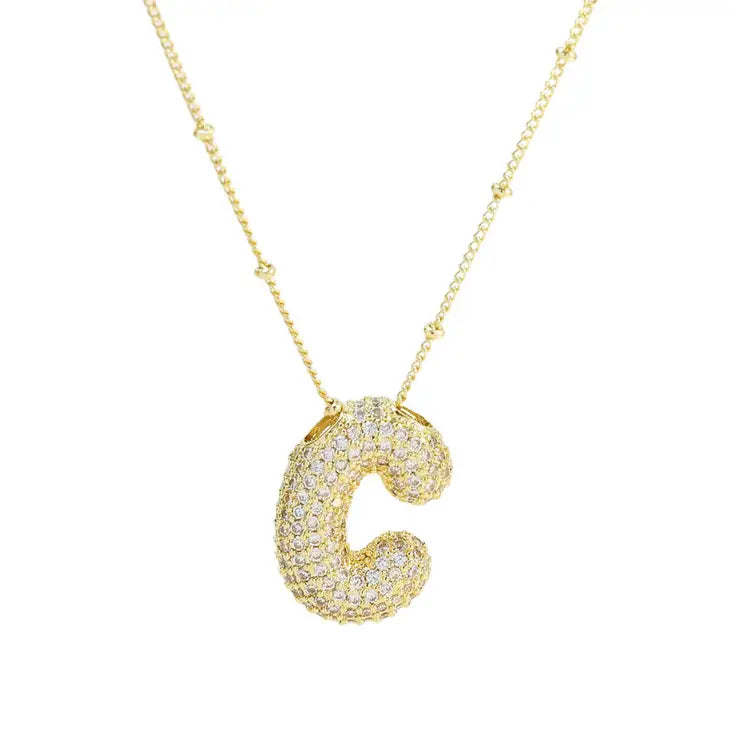 Initial Balloon Bubble 18K Gold Necklace