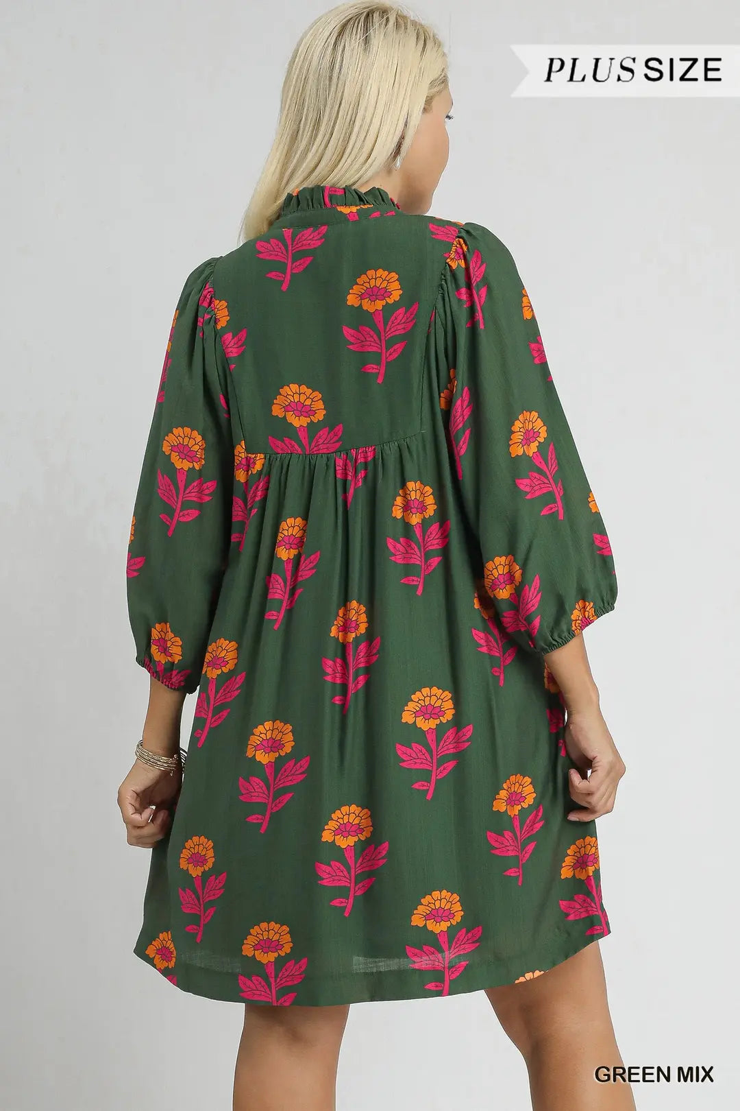 Plus Size Floral Print Babydoll Tunic Dress By Umgee