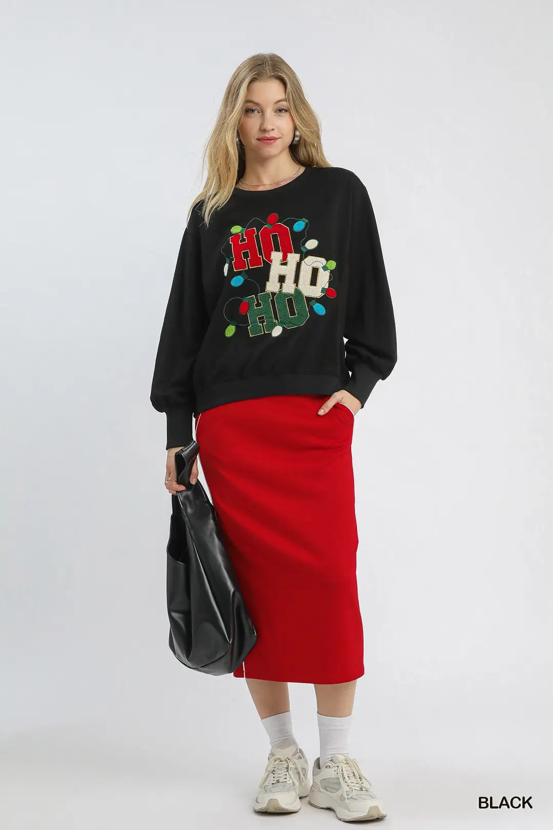 French Terry Ho Ho Ho Sweatshirt Top By Umgee