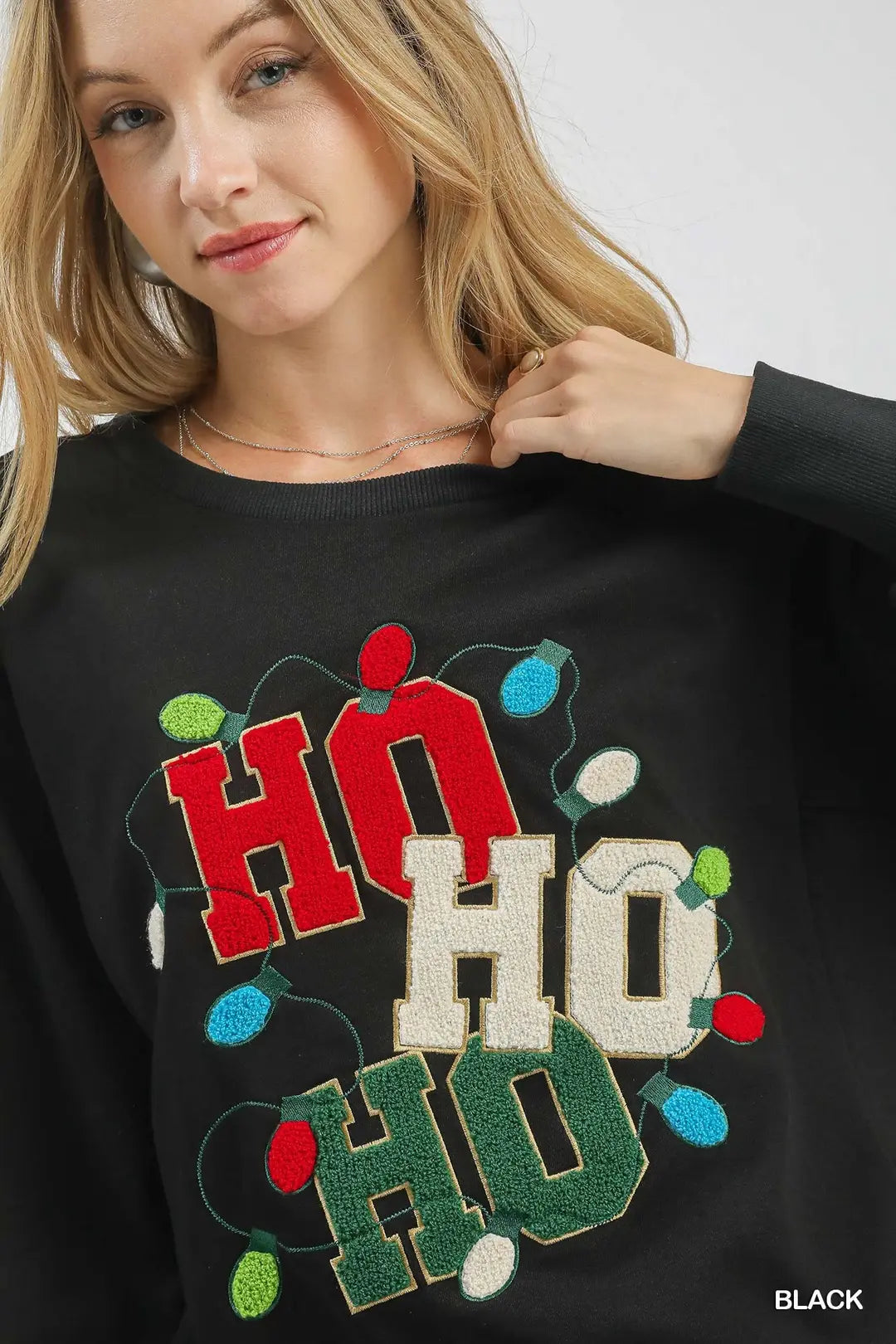 French Terry Ho Ho Ho Sweatshirt Top By Umgee