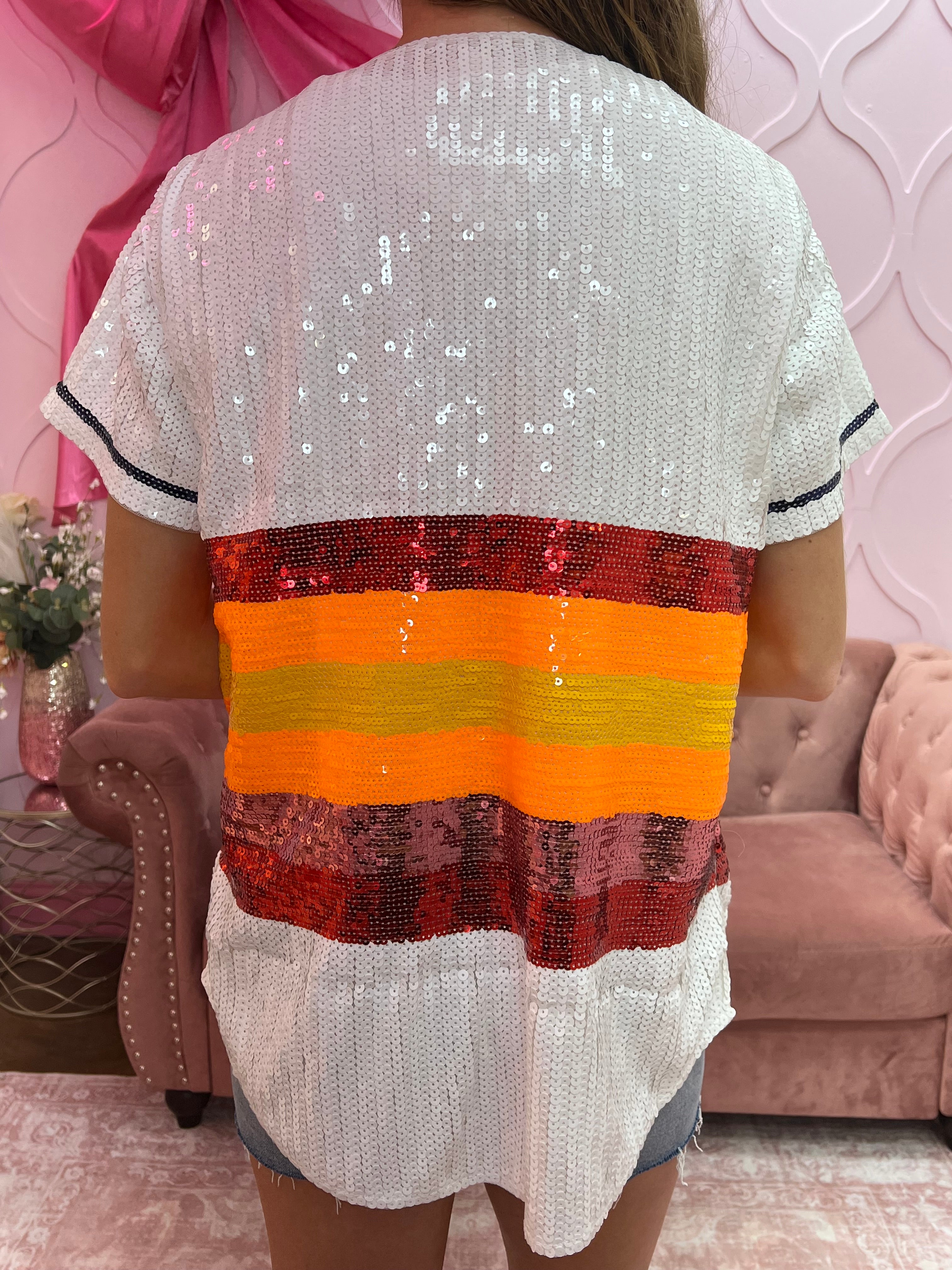 Houston Baseball Sequin Jersey Top
