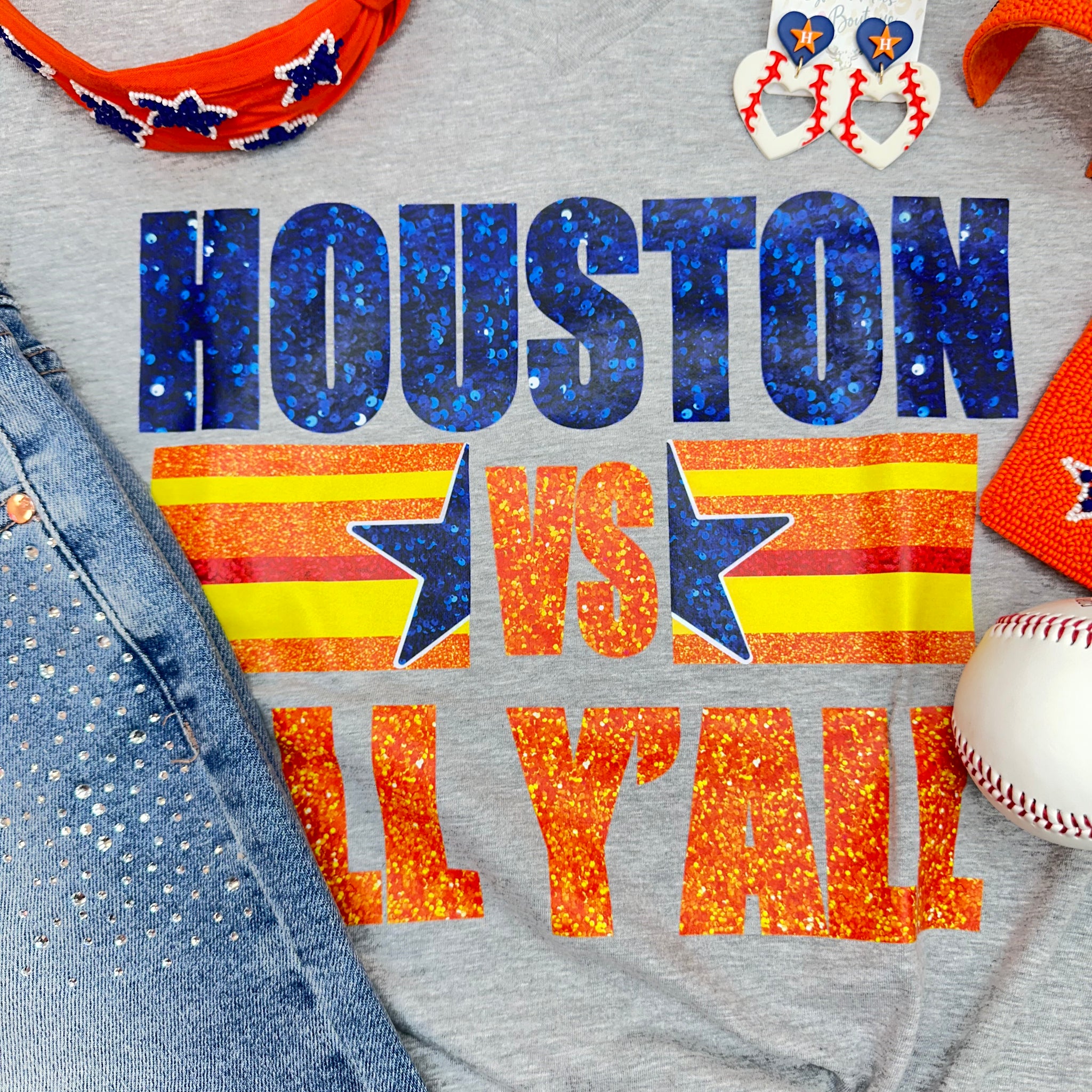 Houston Vs All Y'all v neck Graphic Tee