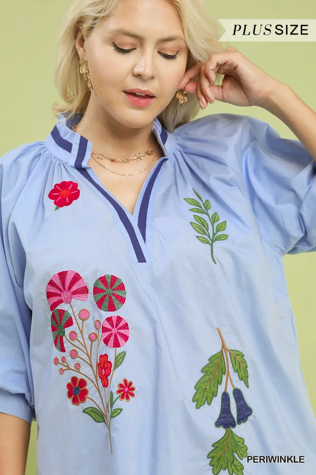 CURVE Wildflower Wishes Periwinkle Blouse By Umgee