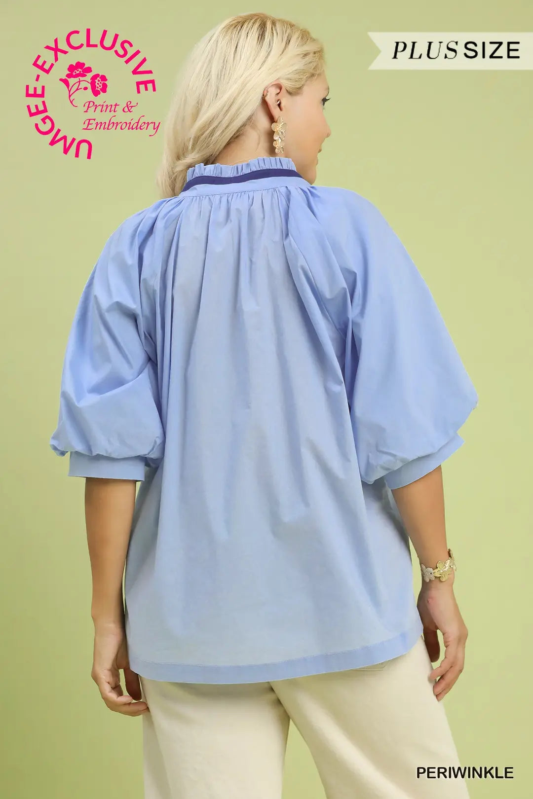 CURVE Wildflower Wishes Periwinkle Blouse By Umgee