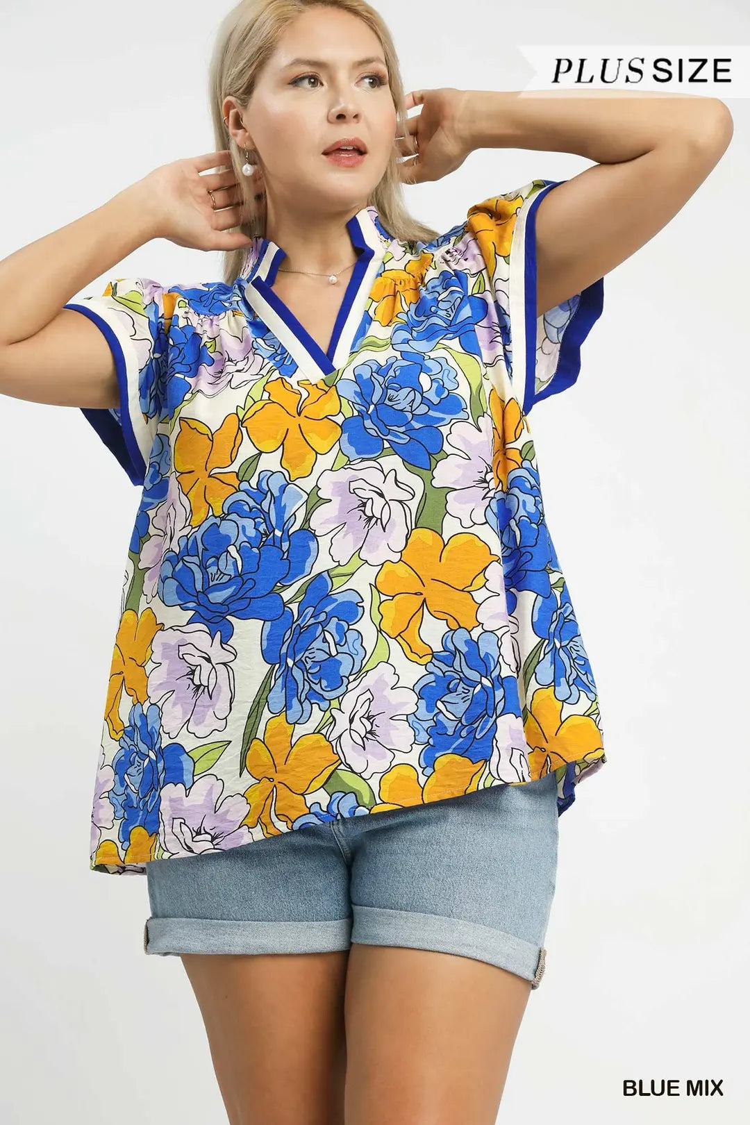 CURVE Marigold & Morning Dew Top By Umgee