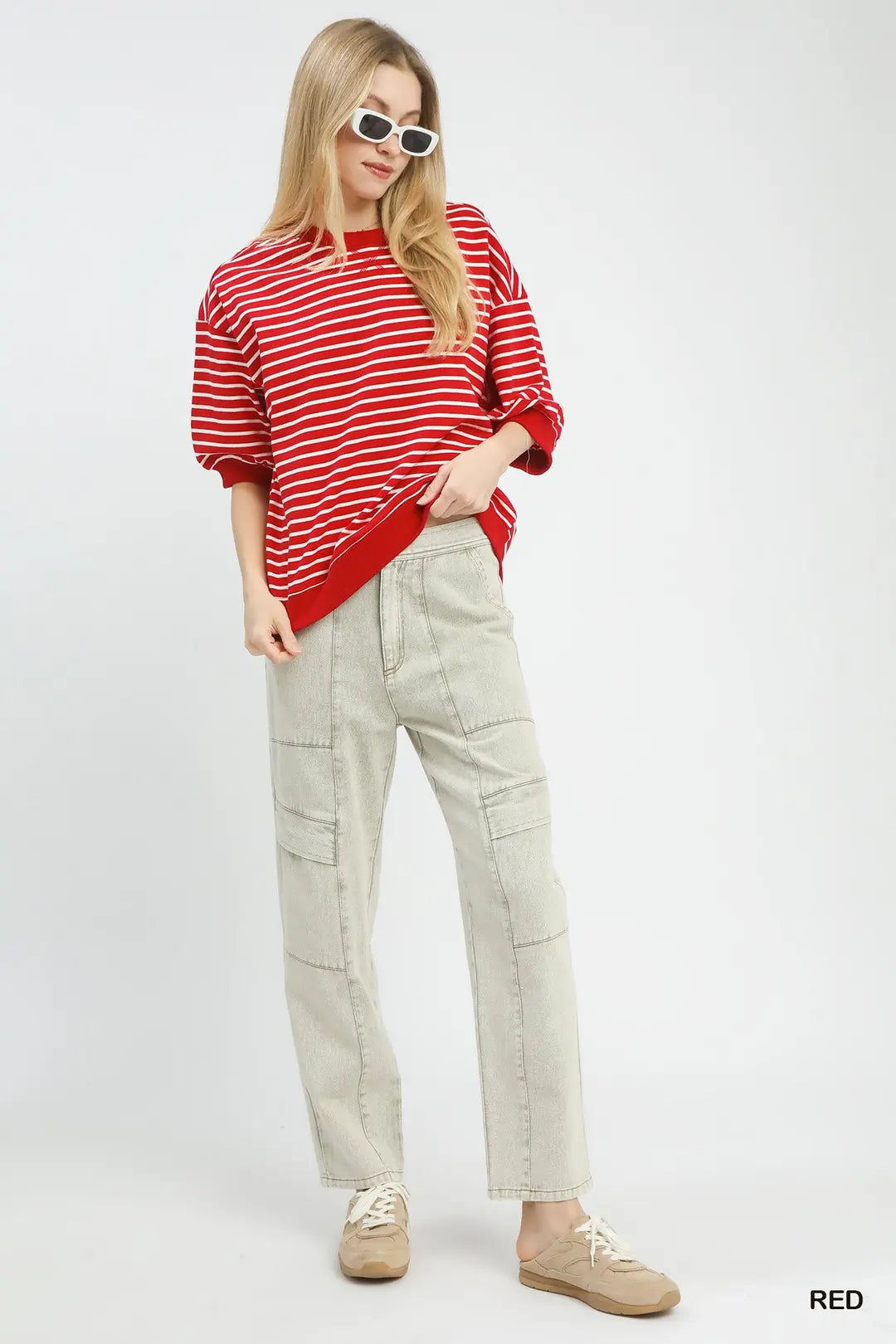 DG Cherry Wave Oversized Stripe Top By Umgee