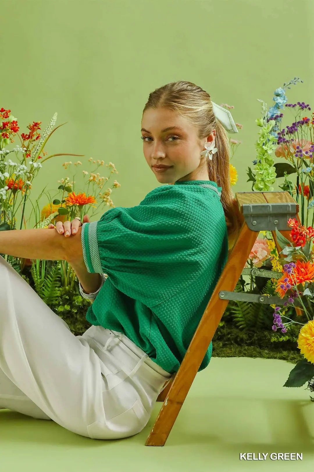 DG Garden Glow Jacquard Trim Top By Umgee