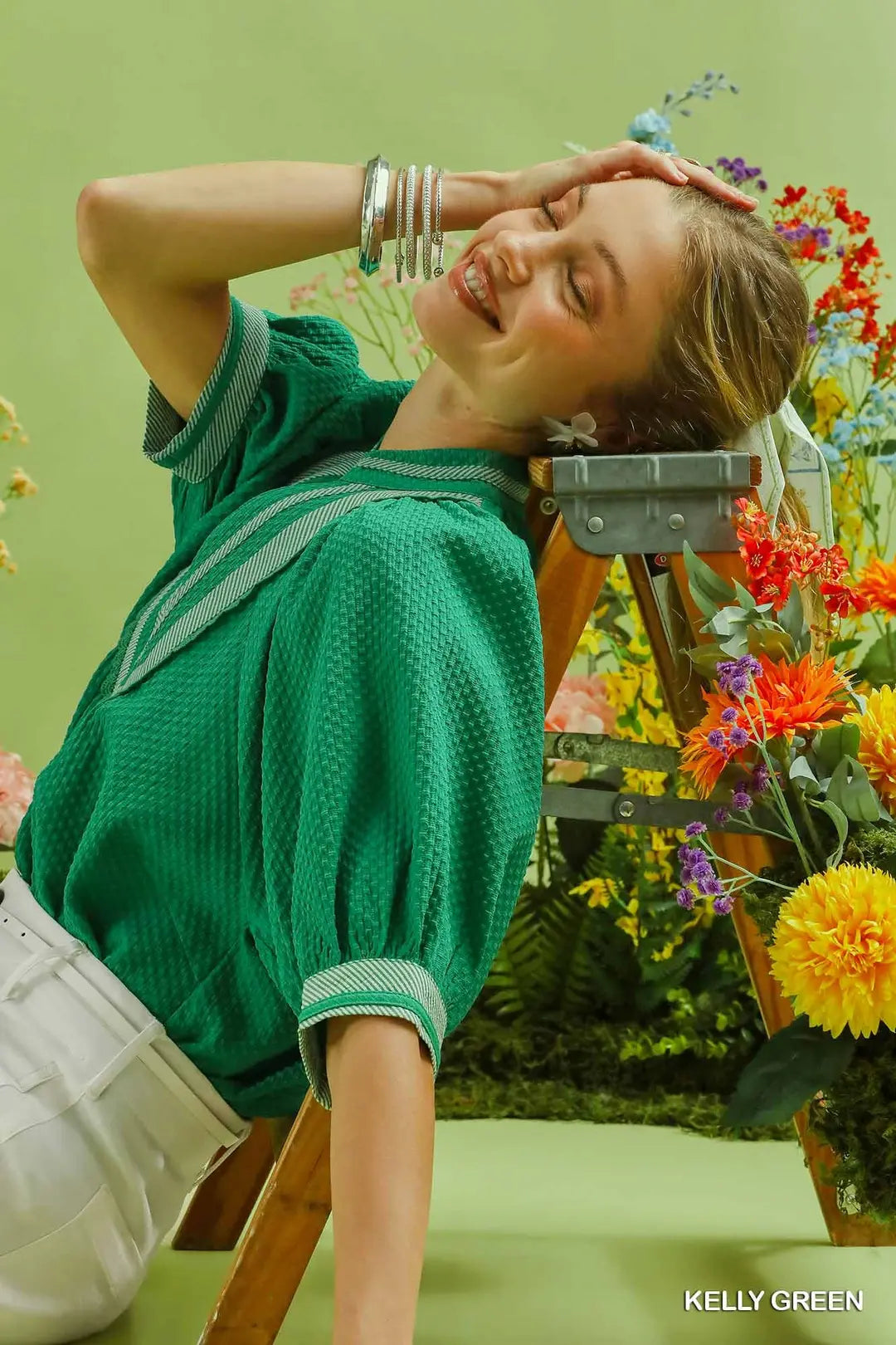 DG Garden Glow Jacquard Trim Top By Umgee