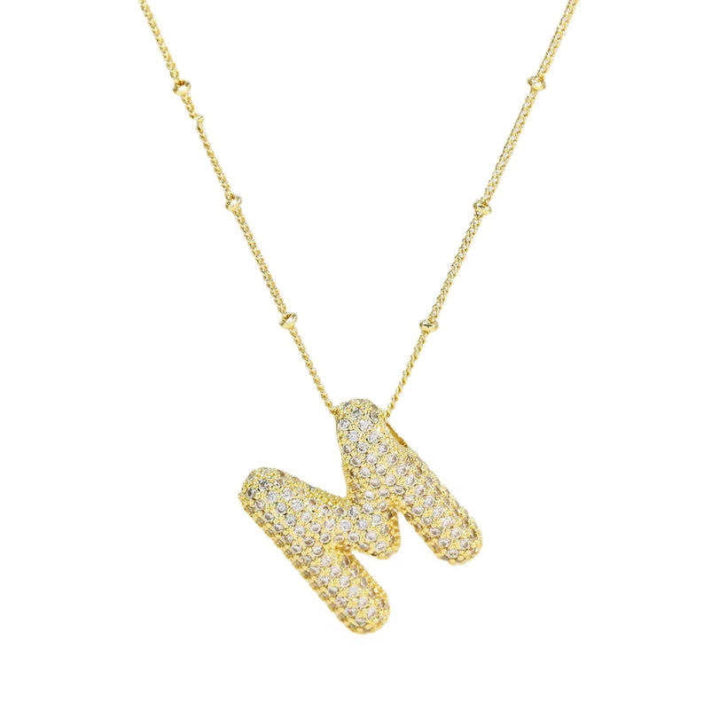 Initial Balloon Bubble 18K Gold Necklace