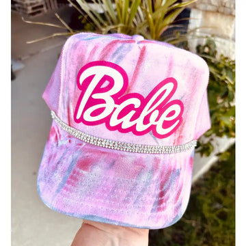 Painted Babe Dtf On Light Pink Trucker Hat