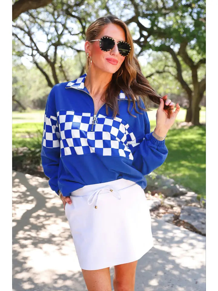 Victory Lap Checkered Pullover By Jess Lea