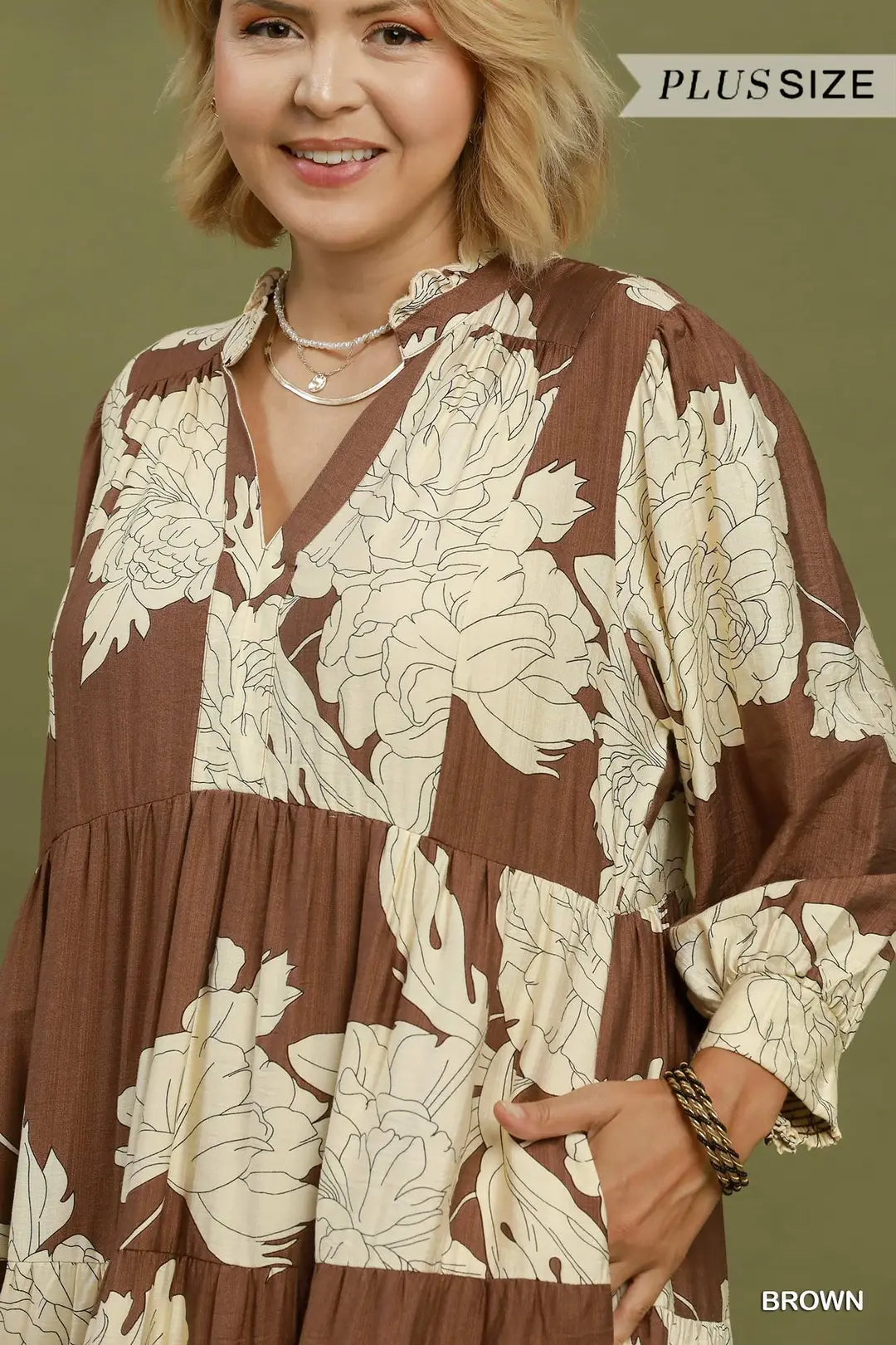Mocha Magnolia Floral Maxi Dress