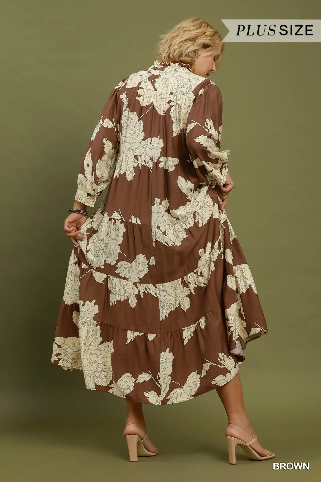 Mocha Magnolia Floral Maxi Dress