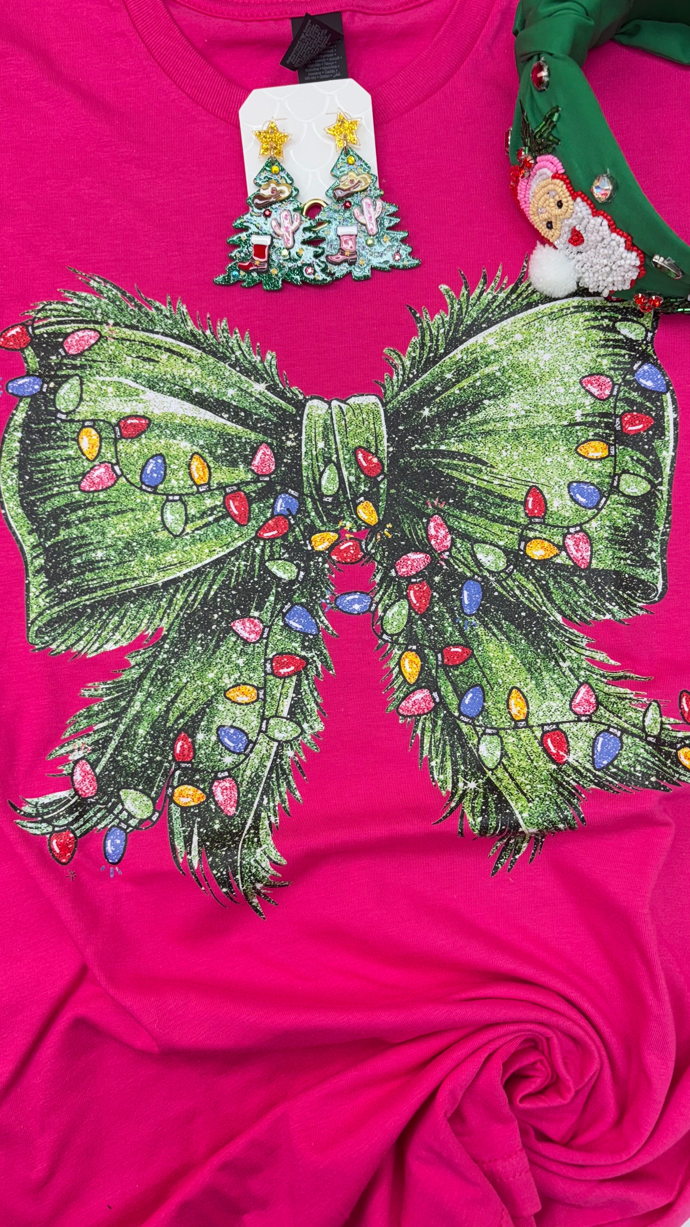 Coquette Grinch Bow with Lights Graphic Tee