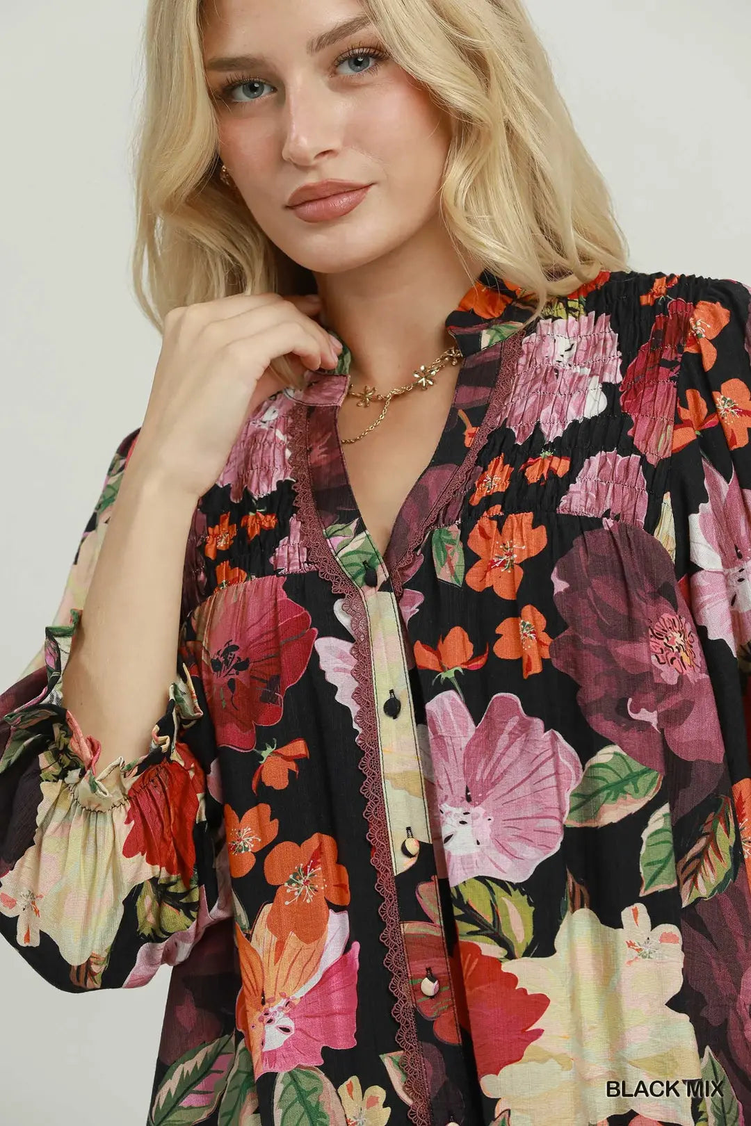 Midnight Garden Floral Ruffle Dress