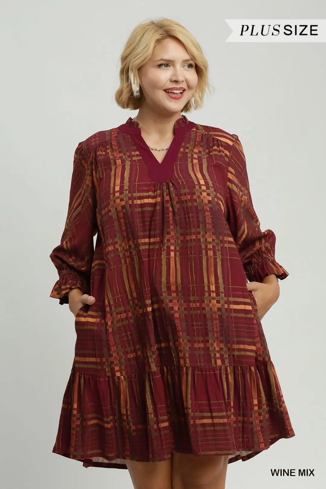 Cranberry Harvest Plaid Ruffle Dress