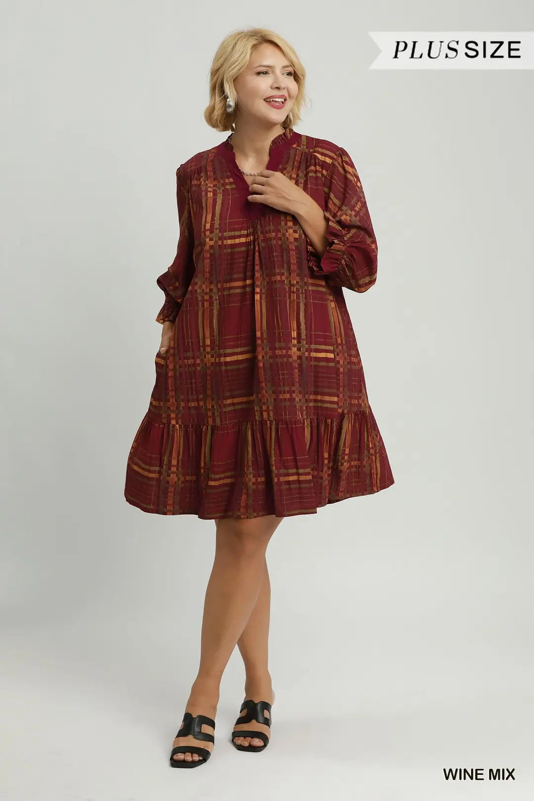 Cranberry Harvest Plaid Ruffle Dress