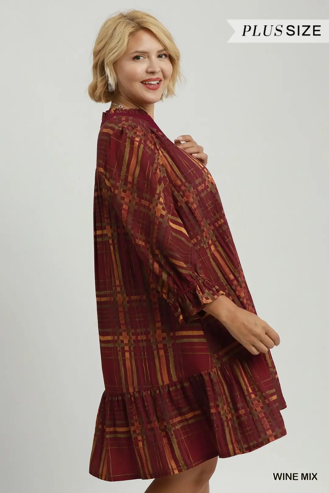 Cranberry Harvest Plaid Ruffle Dress