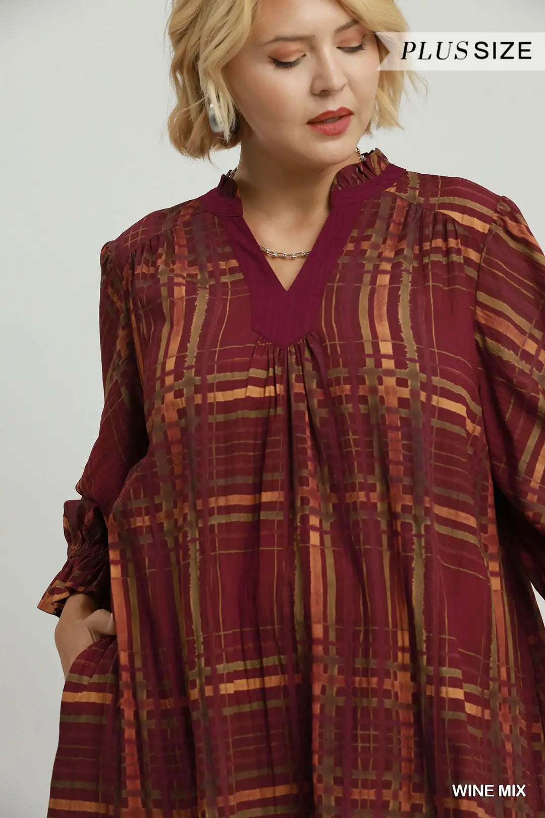 Cranberry Harvest Plaid Ruffle Dress