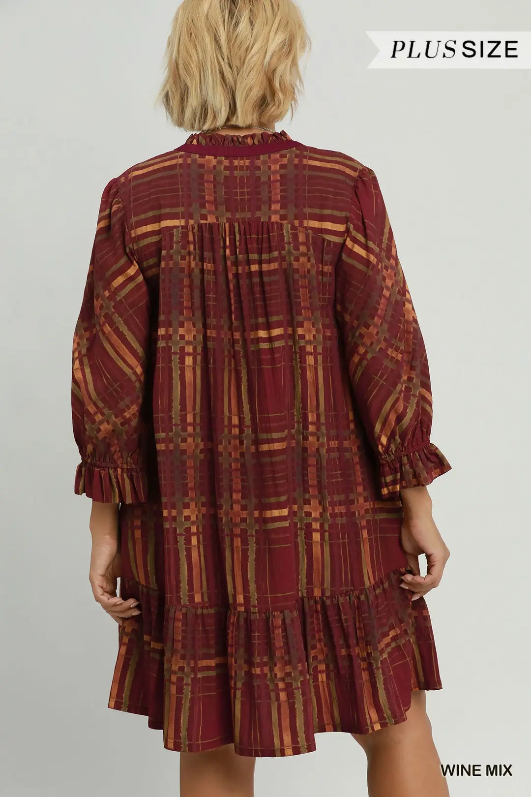 Cranberry Harvest Plaid Ruffle Dress