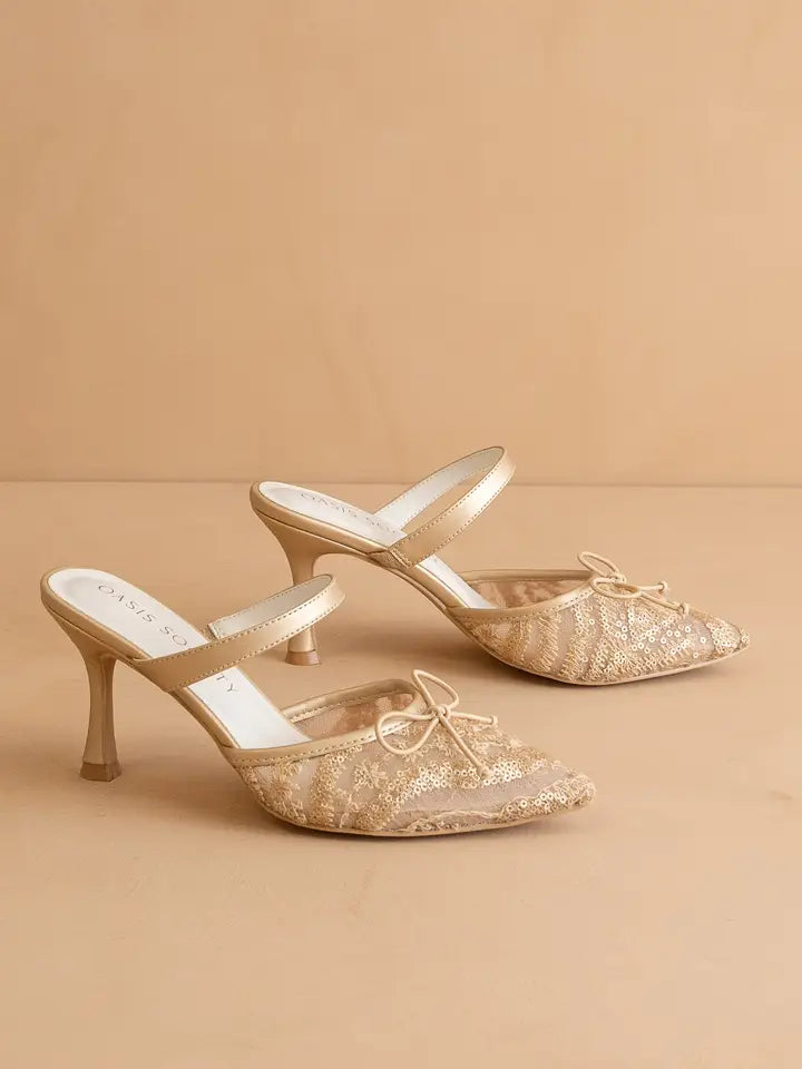 The Golden Hour Lace Heels