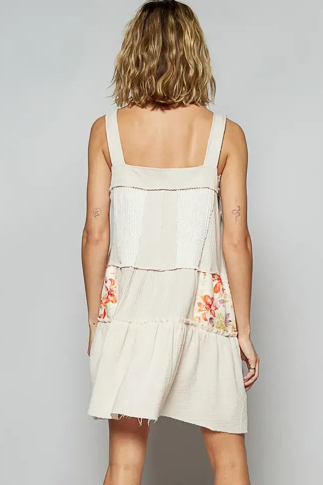 Solid Pattern Raw Edge Rib Knit Overall Dress By Pol