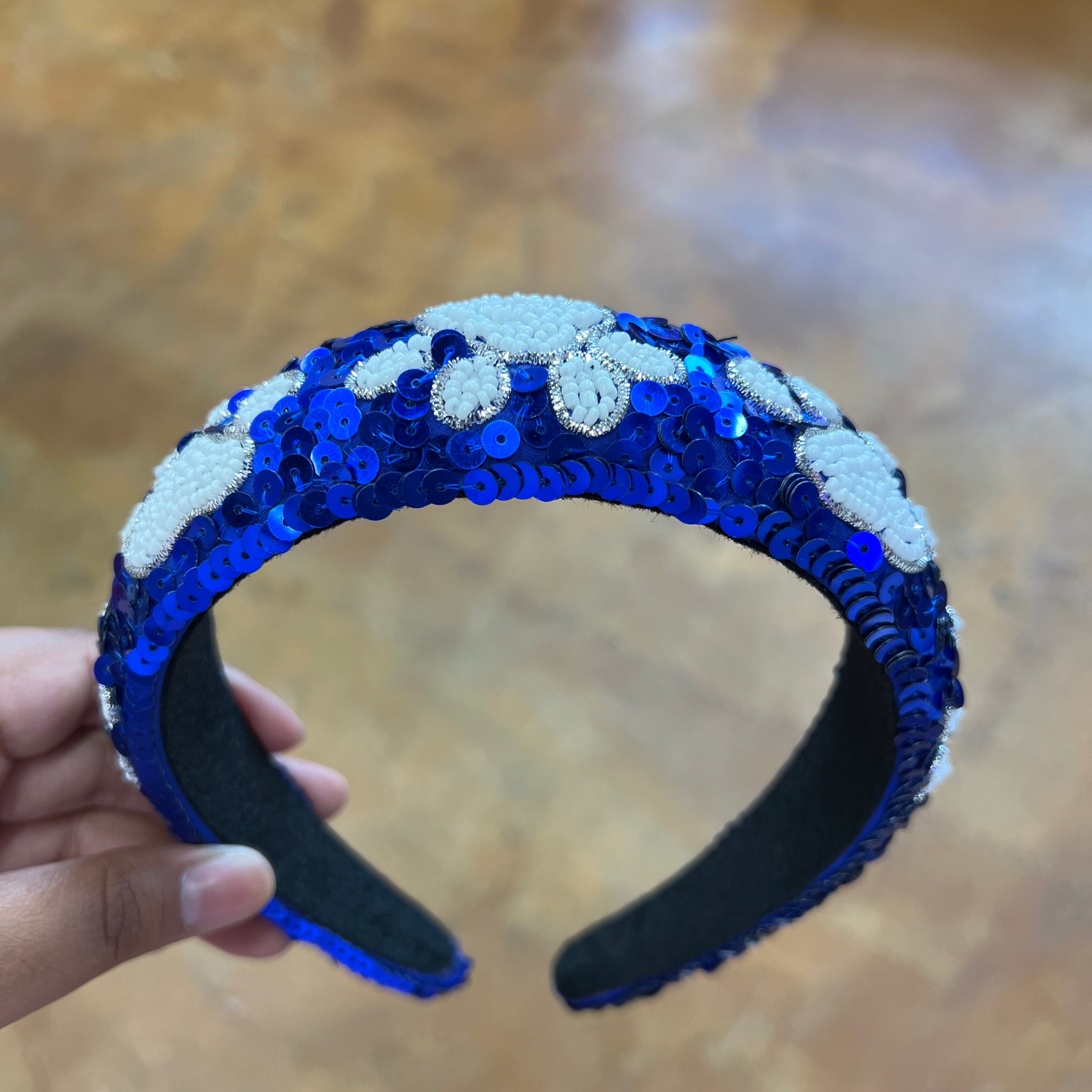 Chunky Blue with White Paws Headband