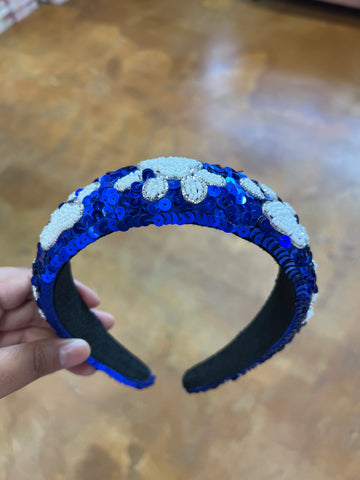 Chunky Blue with White Paws Headband