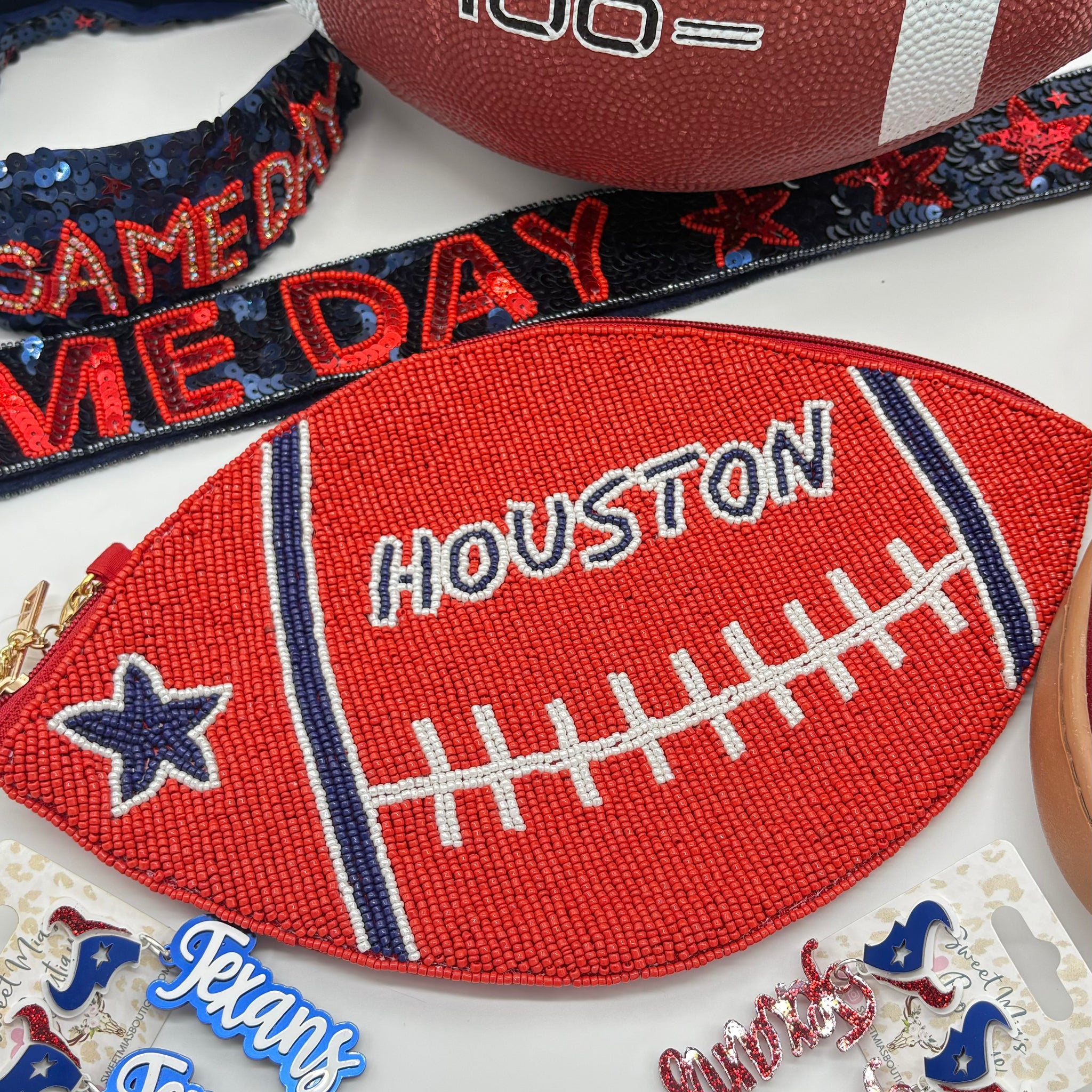 Football Beaded Houston Crossbody Bag