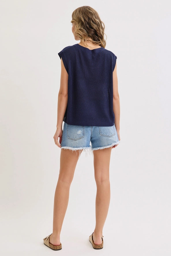 Star and Stripes American Flag Knit Top with Sequin- By Sweet Lovely