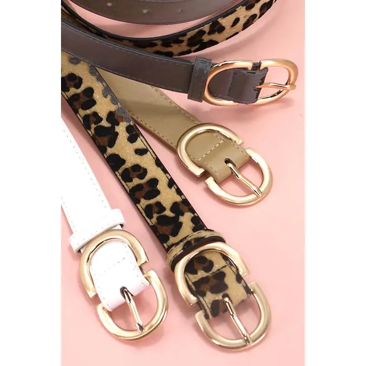 Double D Buckle Faux Leather Belt