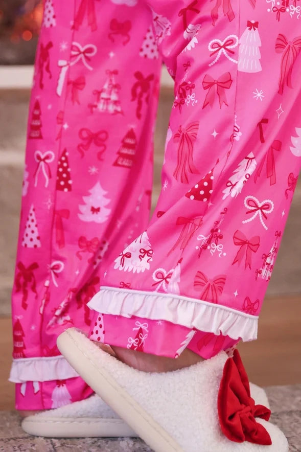 Pink Christmas Dreams Ruffle Pajama Set