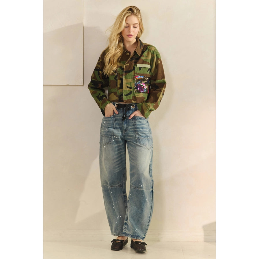 Camo Sequins Contrast Jacket By Veveret