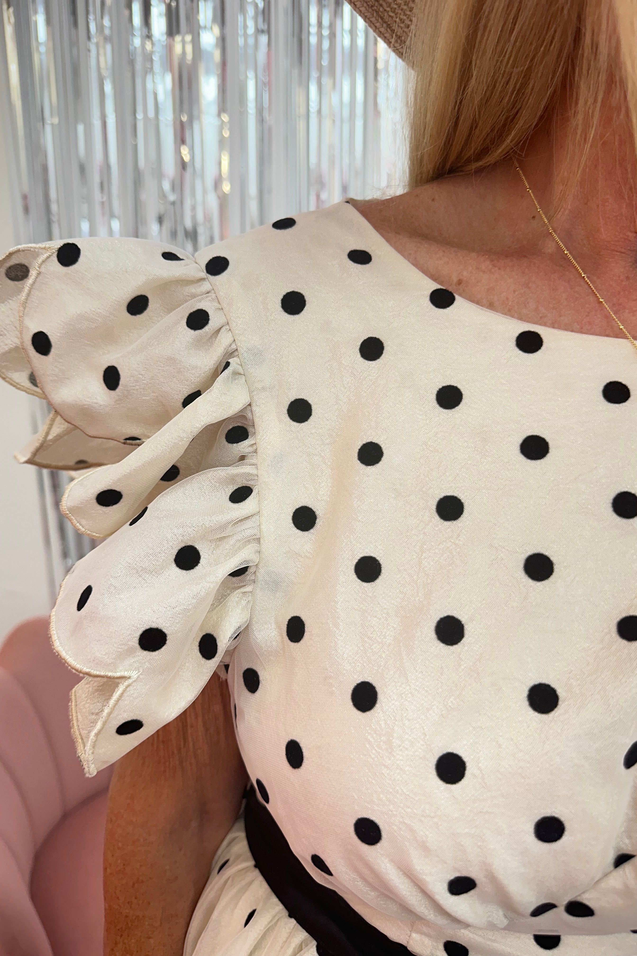Polka Dot Scalloped Ruffle Tiered Midi Dress