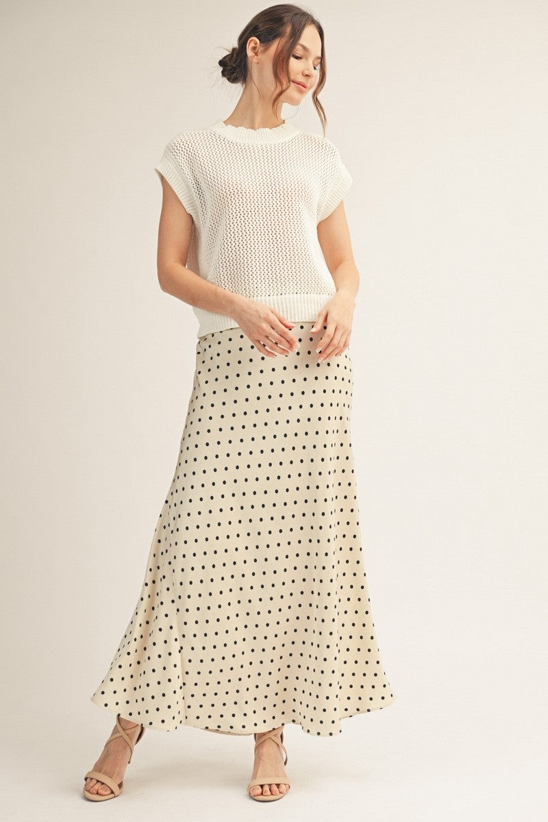 Midnight Charm Polka Dot Maxi Skirt By Jodifl